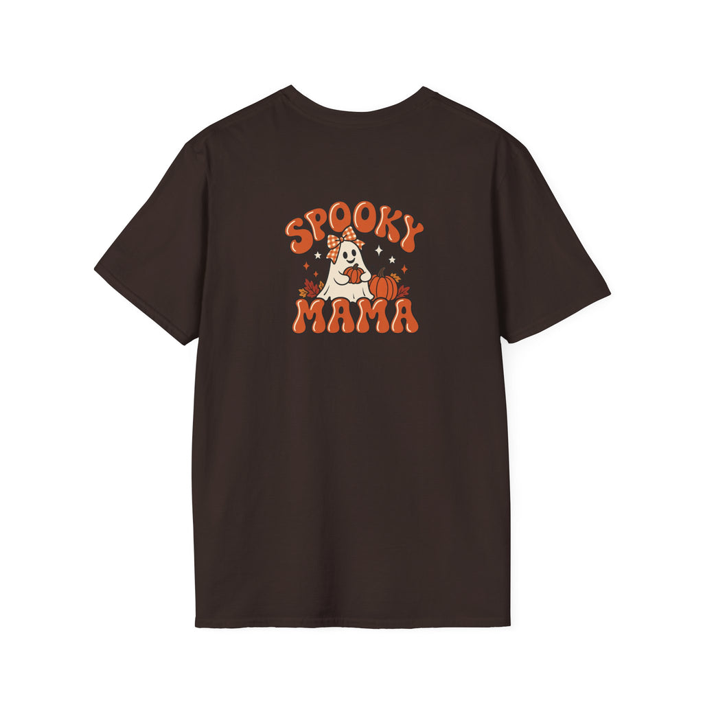 Spooky Mama ghosts T-Shirt | Halloween pumpkins, plaid bows