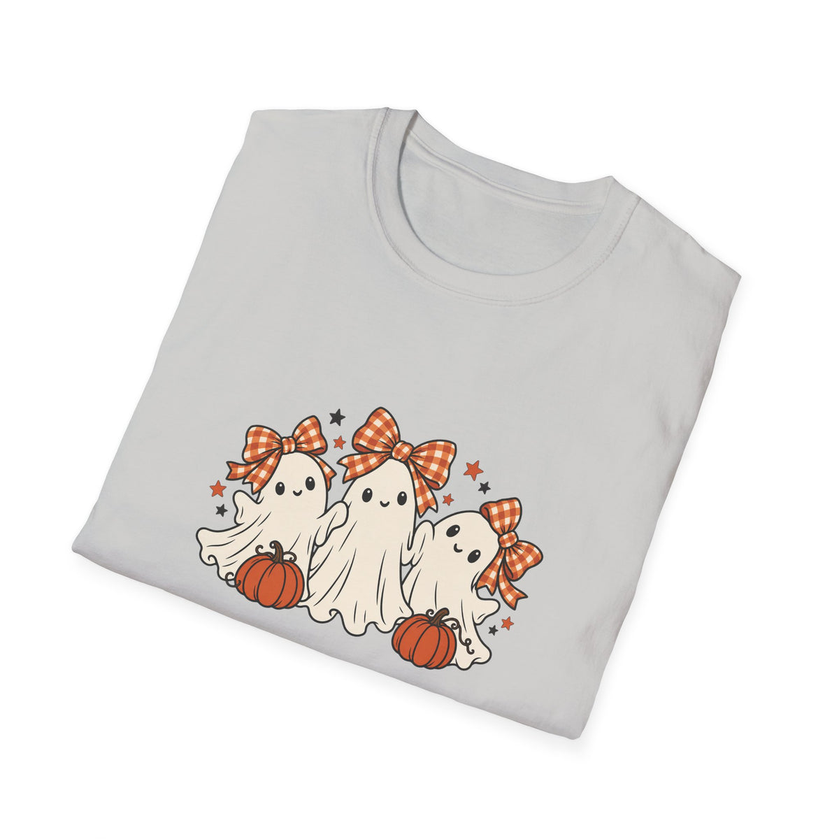 Halloween ghost shirt with gingham bows | Cute pumpkin unisex tee