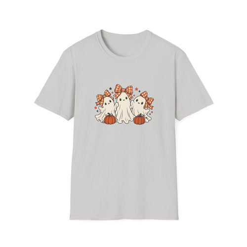 Halloween ghost shirt with gingham bows | Cute pumpkin unisex tee