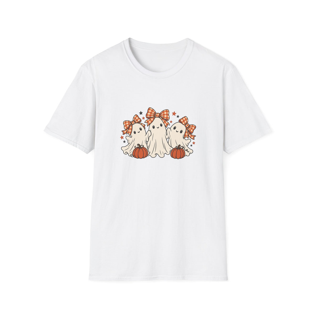 Halloween ghost shirt with gingham bows | Cute pumpkin unisex tee