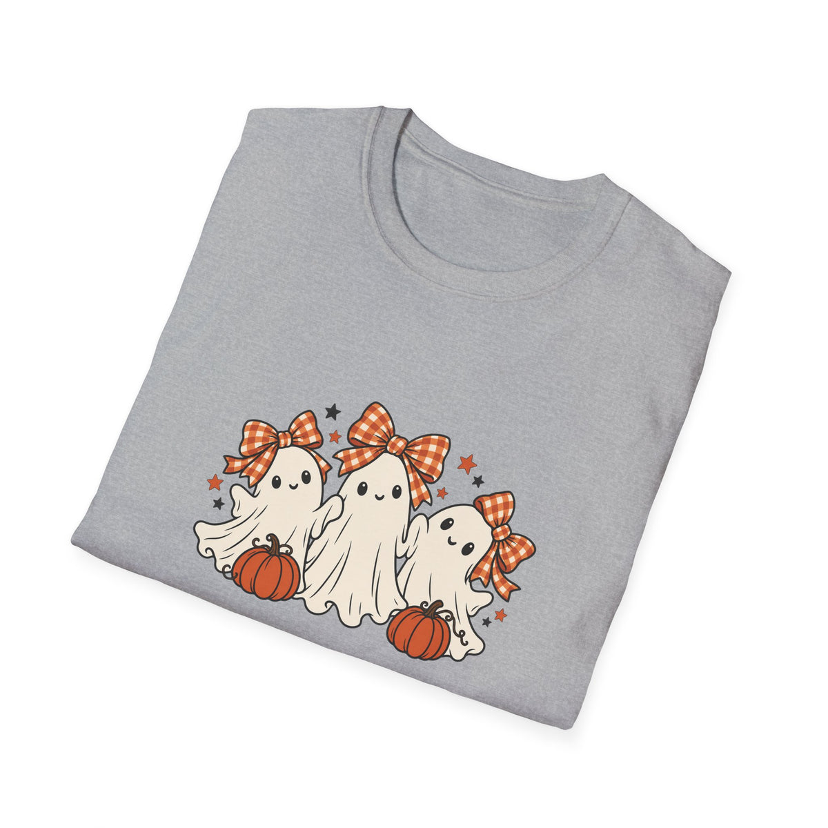 Halloween ghost shirt with gingham bows | Cute pumpkin unisex tee