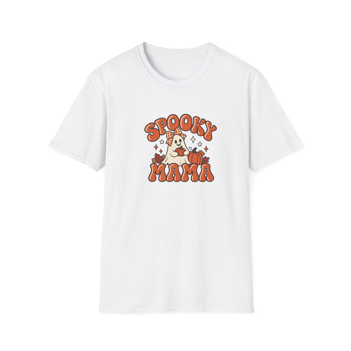 Spooky Mama ghosts T-Shirt | Halloween pumpkins, plaid bows