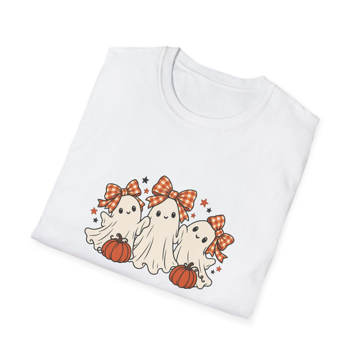 Halloween ghost shirt with gingham bows | Cute pumpkin unisex tee